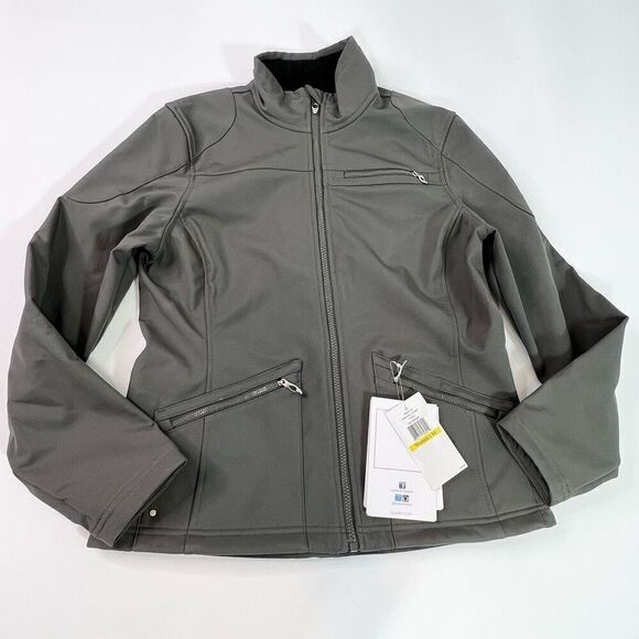 Spyder Jacket Womens Medium Soft Shell Gray Full Zip Hooded Pockets NEW - Picture 1 of 10